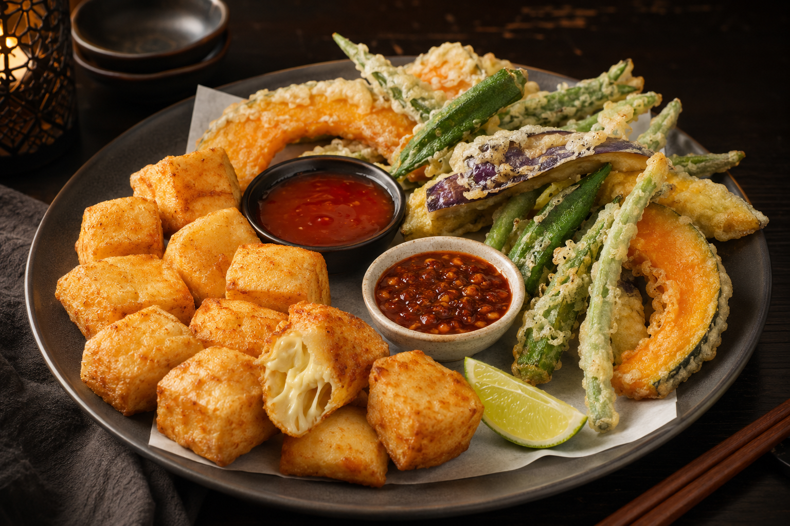 Plant-Forward Asian Snack Box menu presentation
